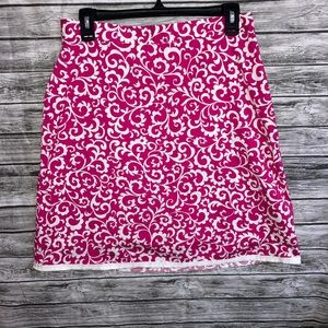 Brooks brothers Skirt Pink white Paisley Print floral Preppy A-line Women 8 new